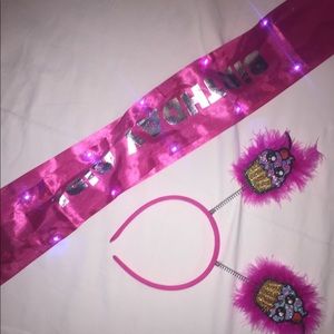 Light up birthday sash with a cupcake headband